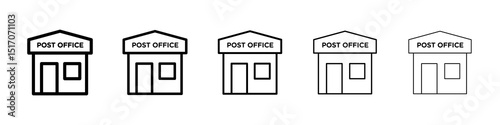 Post office icon graphic set. trendy stroke line style