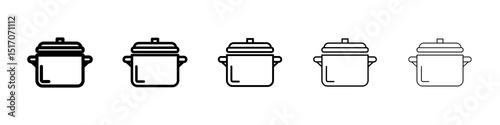 Pot icon graphic set. trendy stroke line style
