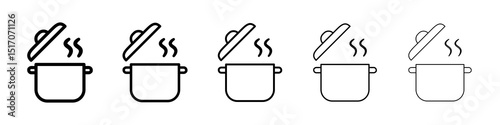 Pot icon graphic set. trendy stroke line style
