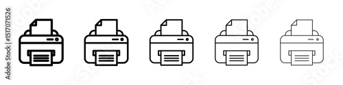 Print icon graphic set. trendy stroke line style