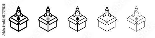 Product release icon graphic set. trendy stroke line style