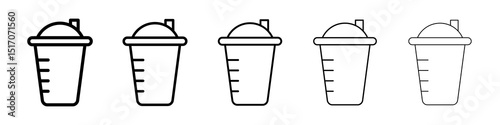 Protein shake icon graphic set. trendy stroke line style