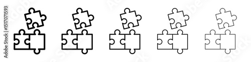 Puzzle icon graphic set. trendy stroke line style