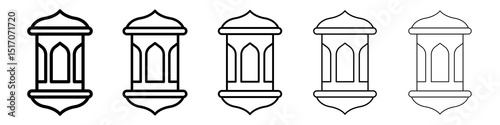 Ramadan lantern icon graphic set. trendy stroke line style