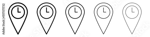 Real time location icon graphic set. trendy stroke line style