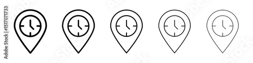 Real time location icon graphic set. trendy stroke line style