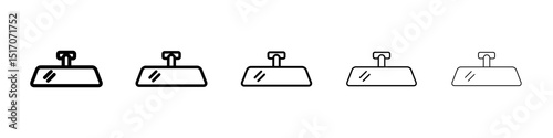 Rear mirror icon graphic set. trendy stroke line style