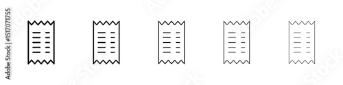 Receipt icon graphic set. trendy stroke line style