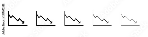 Reduction chart icon graphic set. trendy stroke line style
