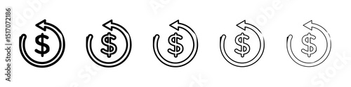 Refund icon graphic set. trendy stroke line style