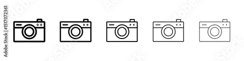 Retro camera icon graphic set. trendy stroke line style