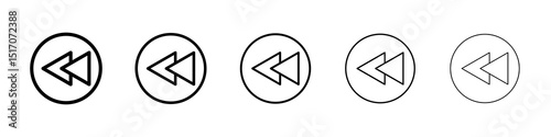 Rewind button icon graphic set. trendy stroke line style