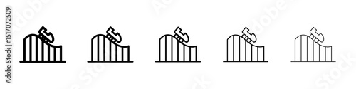 Roller coaster icon graphic set. trendy stroke line style
