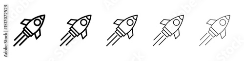 Rocket launch icon graphic set. trendy stroke line style