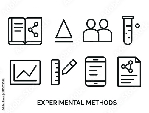 Experimental methods icon set in linear style. research and scientific symbols