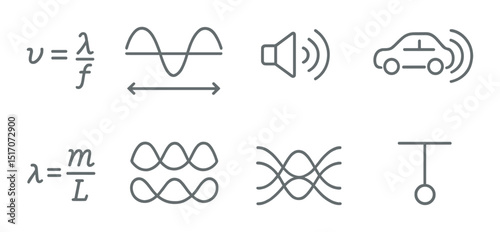 Physics linear style icon set. science and education symbols for learning resources