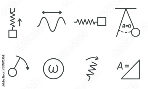 Physics and science linear icon set. educational and academic symbols