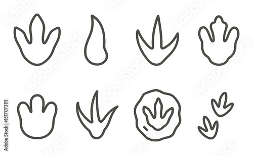 Dinosaur silhouette icon set. prehistoric footprints and ancient track symbols
