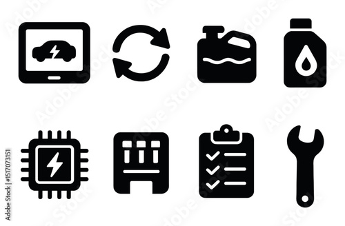 Auto services flat icon set. car repair and maintenance symbols collection