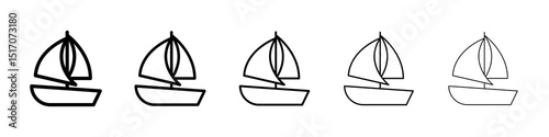 Sailboat icon graphic set. trendy stroke line style