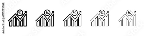 Sales growth icon graphic set. trendy stroke line style