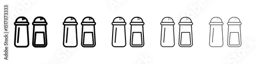 Salt pepper icon graphic set. trendy stroke line style