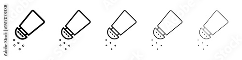 Salt shaker icon graphic set. trendy stroke line style