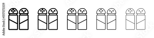 Salt and pepper shakers icon graphic set. trendy stroke line style