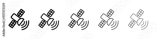 Satellite icon graphic set. trendy stroke line style