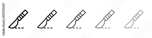 Scalpel path icon graphic set. trendy stroke line style
