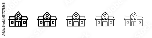 school icon graphic set. trendy stroke line style