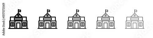 school icon graphic set. trendy stroke line style