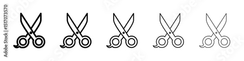 Scissors icon graphic set. trendy stroke line style