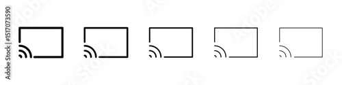 Screencast icon graphic set. trendy stroke line style