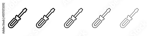 Screwdriver icon graphic set. trendy stroke line style