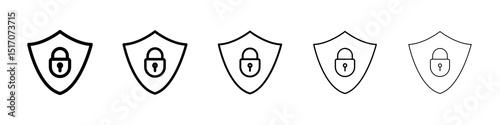 Security icon graphic set. trendy stroke line style