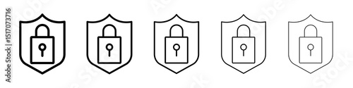 Security icon graphic set. trendy stroke line style