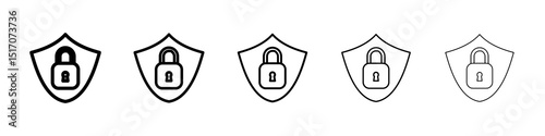 Security lock icon graphic set. trendy stroke line style
