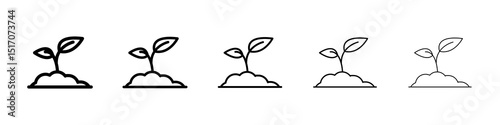 Seedling icon graphic set. trendy stroke line style