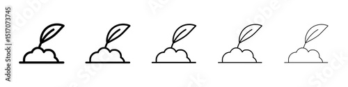 Seedling icon graphic set. trendy stroke line style