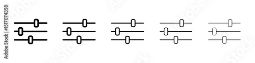 Settings sliders icon graphic set. trendy stroke line style
