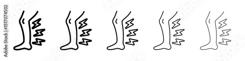 Shin pain icon graphic set. trendy stroke line style