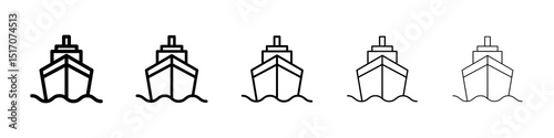Ship icon graphic set. trendy stroke line style