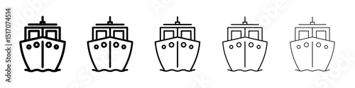 Ship icon graphic set. trendy stroke line style