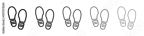 Shoe print icon graphic set. trendy stroke line style