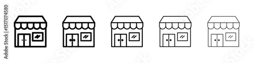 Shop icon graphic set. trendy stroke line style