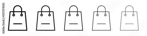 Shopping bag icon graphic set. trendy stroke line style