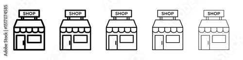 Shop icon graphic set. trendy stroke line style