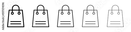 Shopping bag icon graphic set. trendy stroke line style