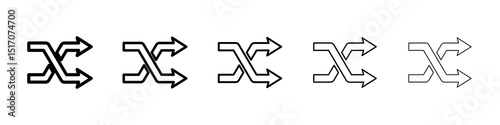 Shuffle icon graphic set. trendy stroke line style